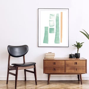 Arte astratta color pesca e verde / Stampa minimalista / Arte murale / Monostampa originale / Arte su carta strappata / Mid Century Modern I di Ilana Dashe