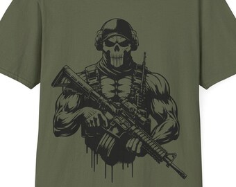 Skull Masked Soldier T-Shirt, Patriotic Military Shirt, Unisex Tee, Ghost Tee, Soldier Shirt