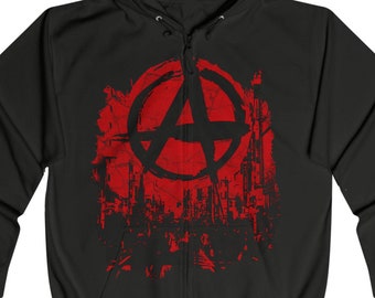 Anarchy Zip Up Hoodie, Punk Pullover, Anarchy Pullover, Anarchist Hoodie, Unisex Full-Zip Hoodie