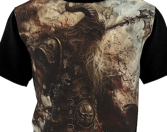 Viking T-Shirt, All Over Print, Norse Mythology T-Shirt, Odin Shirt, Valhalla T-Shirt, Unisex Cut & Sew Tee (AOP)