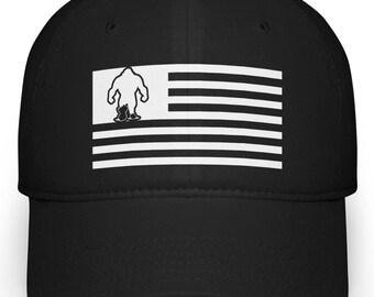 Patriotic Bigfoot Cap, Bigfoot Hat, Bigfoot Cap, Bigfoot Flag Cap, Low Profile Baseball Cap