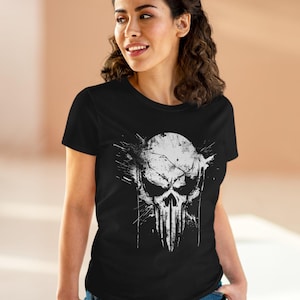 Punisher Skull Tee, Patriotic Graphic Shirt, Women&#39;s Graphic Tee, Military T Shirt, American Flag Shirt, Patriotic Skull Top