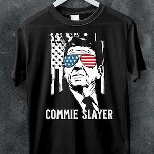 Ronald Reagan T-shirt, Commie Slayer-shirt, Republikeins shirt, patriottische T-shirt, conservatief T-shirt, zwaar katoen uniseks T-shirt