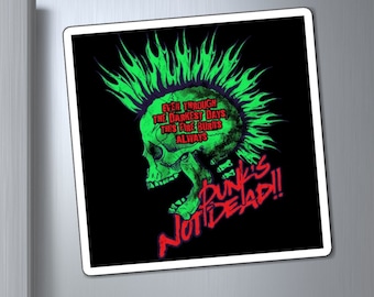 Punk Is Not Dead Magnet, Anarchy Magnete, Punk Rocker Schädel Magnet