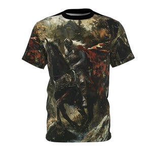 Epic Fantasy Unisex Tee, Viking Shirt, Adventure T-Shirt, Knight and Dragon Design, Unique Graphic Shirt, Gift for Fantasy Lovers