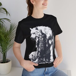 T-shirt Nera Unisex Vichingo Berserker Orso Odino, Cotone 100%, Stampa Guerriero
