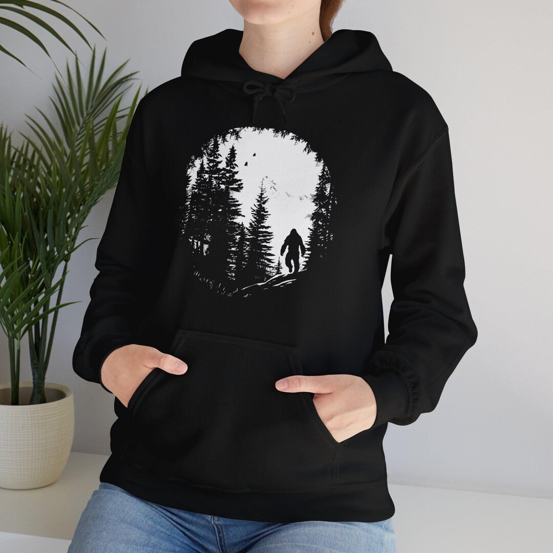 Black Bigfoot Pattern Print Women Off Shoulder Sweatshirt