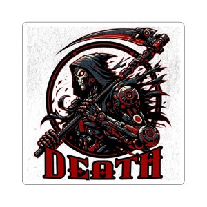 Grim Reaper Sticker, Death Sticker Cyberpunk Grim Reaper Sticker, Kiss-Cut Stickers