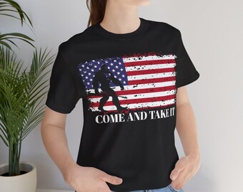 Bigfoot Patriotic Tee, Unisex Bigfoot T-Shirt, Come And Take It, Pro Gun Shirt, Short Sleeve Tee, American Tee