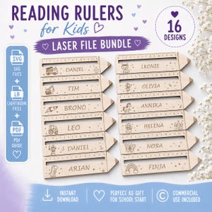 Laser file 16 designs SVG | Reading aid | CM | Reading ruler | Reading Ruler SVG Bundle | Reading Tracker | LightBurn | Back to school gift idea
