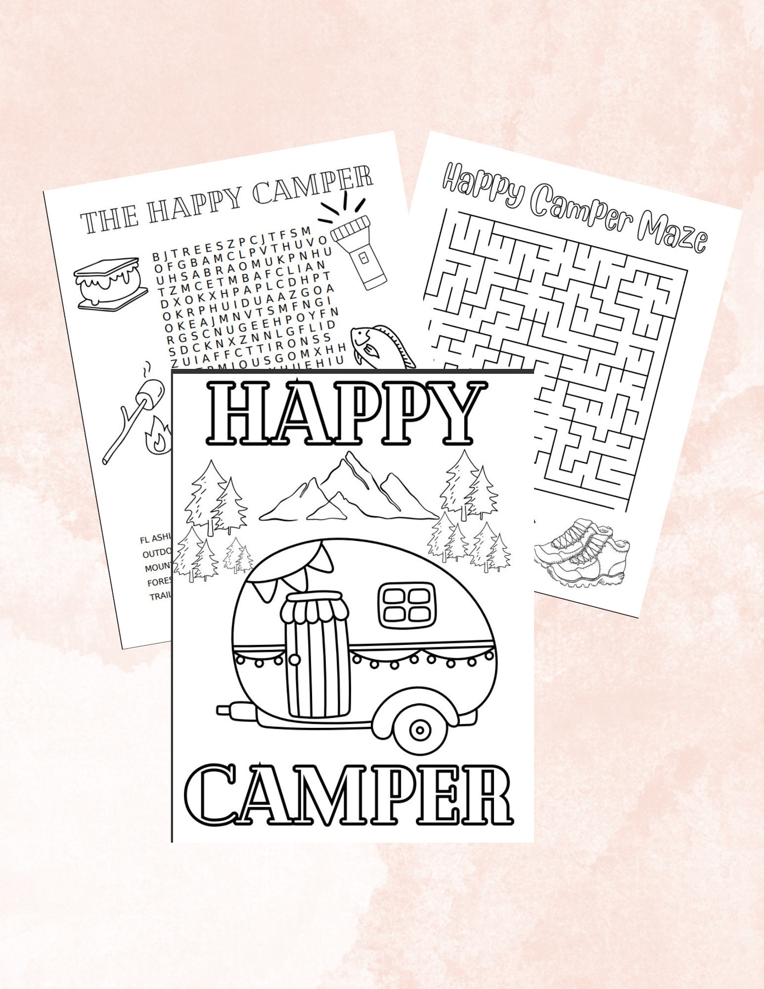 Happy Camper Coloring Pages & Activities for Kids - Etsy