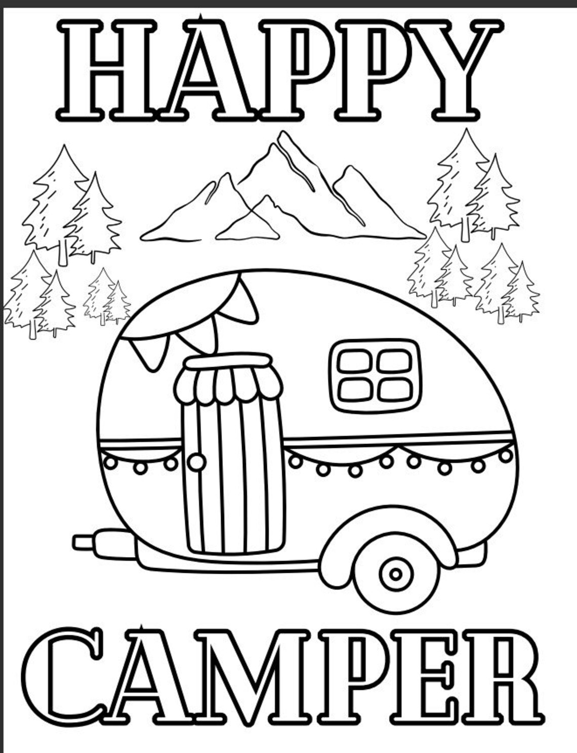 Happy Camper Coloring Pages & Activities for Kids - Etsy