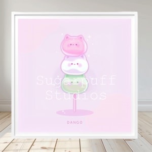 Stampa artistica di Kawaii Dango - Adorabile arte di Dango - Arte murale carina - Decorazione dolce - Arte giapponese giocosa - Decorazione murale kawaii - JPG