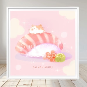 Printable Nigiri Art Print - Kawaii Illustration - Cute Wall Art - Japanese Decor - Kawaii Room Decor - Kawaii Japanese Sushi Art - JPG