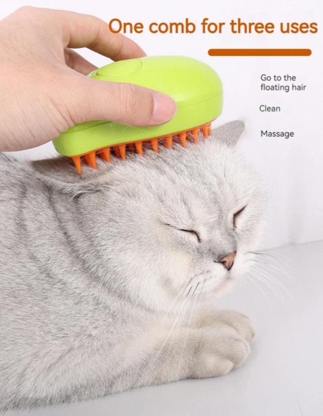 Cat Steam Brush, Steaming Dog Brush, 3 in 1 Electric Spray Cat