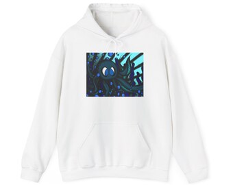 Octopus 9 tentacles, hand drawn art, skate & surf wear on a Unisex T Shirt.