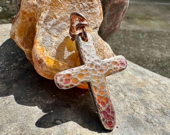 Hand Poured Copper/Silver Cross Pendant 50/50 .999 Fine Silver & Copper Forged in the Pacific Northwest One of a Kind