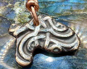 Abstract Viking Silver Copper Pendant Hand Forged 999 Silver & Pure Copper Artifact Necklace Rustic Norse Metalwork 21g Handmade Pendant