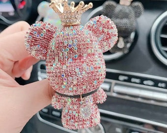 Pink Diamond Bear car charm clip air outlet handmade
