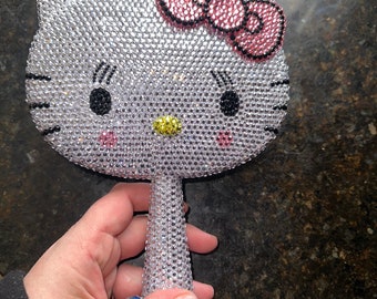 Hello kitty bling handmade hand mirror