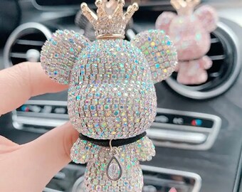 Diamond bear dashboard ornament handmade car charm