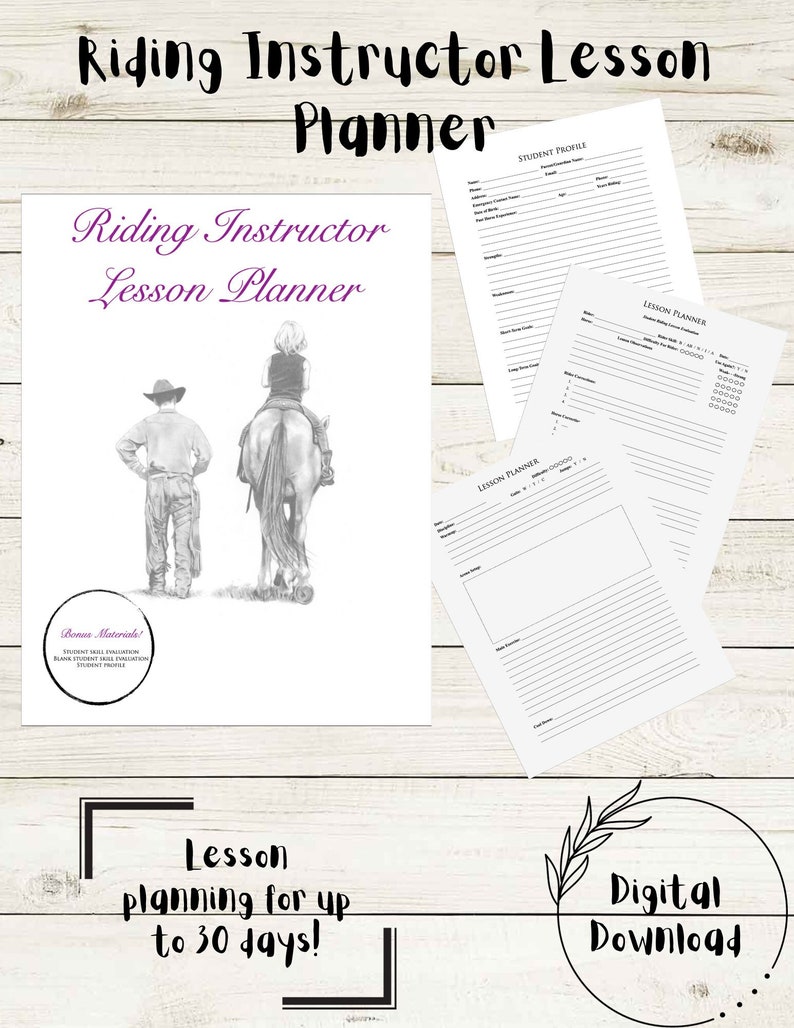 Riding Instructor Lesson Planner - Etsy