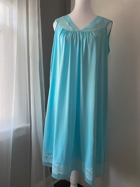 Vintage Baby Blue Nightgown Lingerie Medium Etsy Canada
