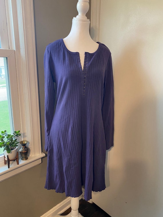 Vintage 1990's purple ribbed cotton mini dress wit