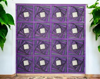 Wooden Purple Geometric Pattern Wall Decor- Large 15"x15"