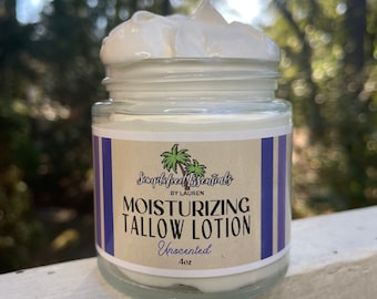 Loción de sebo batido sin perfume I 100 % ALIMENTADO CON PASTO I Totalmente natural I Loción para rostro y cuerpo I Loción para bebés I Perfecta para pieles sensibles