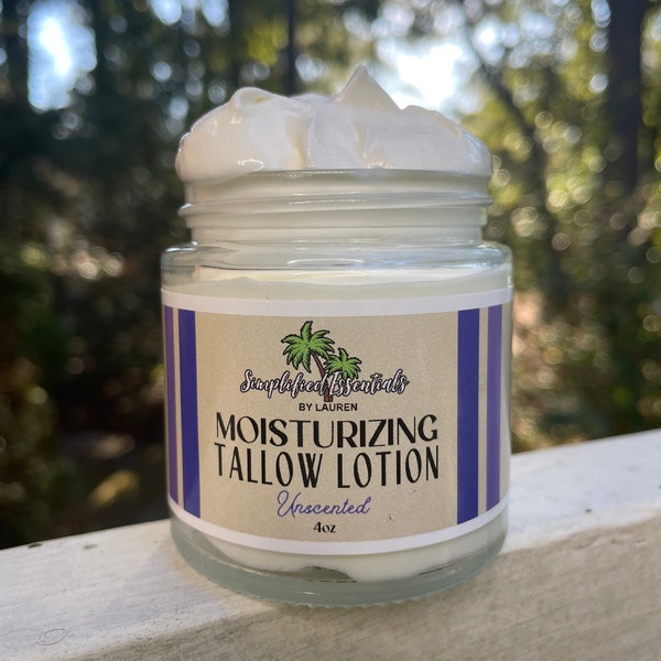 Unscented Whipped Tallow Lotion I 100% GRASS FED I All Natural I Face And Body Lotion I Baby Lotion I Perfect for Sensitive Skin