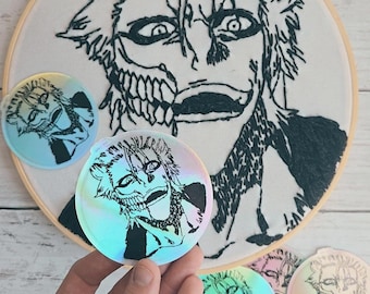 Pegatina holográfica de anime con bordado de Espada n.º 6