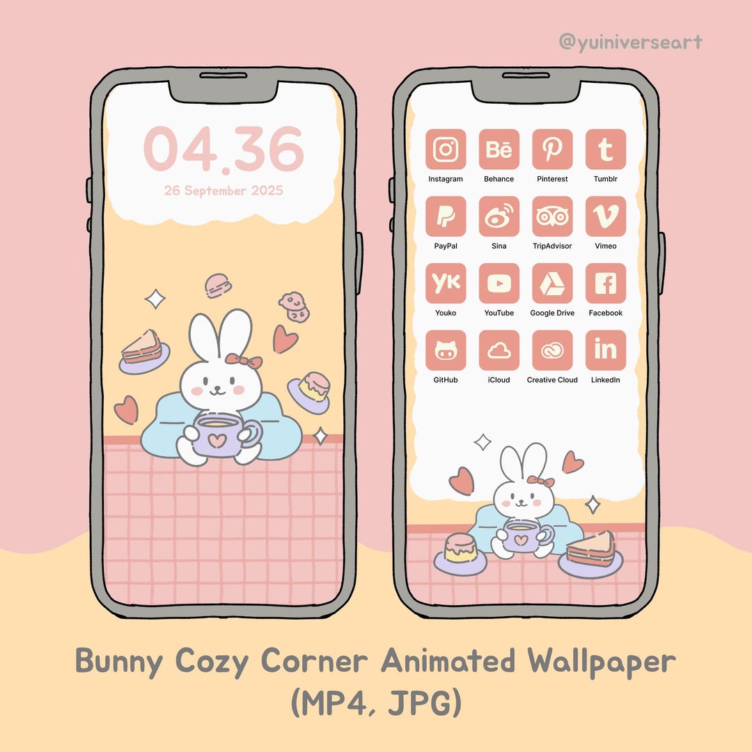 Bunny Cozy Corner Phone Wallpaper – Animated Lock & Home Screen - Etsy
