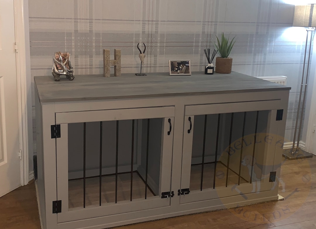 Large Wooden Dog Crate Furniture Indoor Kennel Etsy