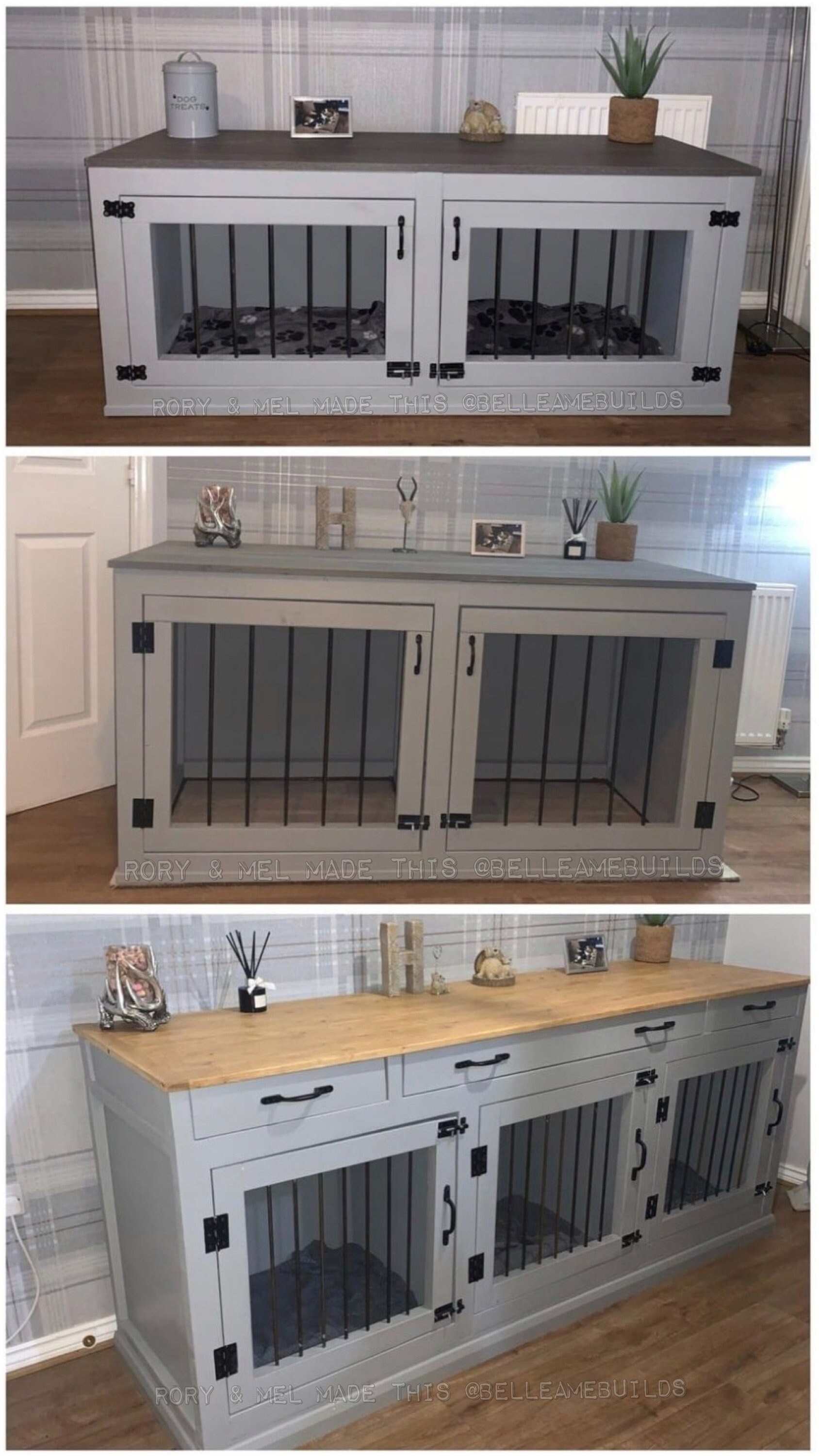 Double Wooden Dog Crate Furniture Etsy UK