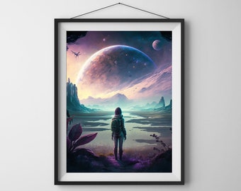 Kosmische reis - Ruimte afdrukbare kunst Etsy - Ruimtekunst - Galaxy Art - Sterren - Planeten - Astronomiekunst - Afdrukbare kunst - Digitale download