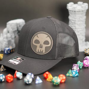 Black Mana Symbol Leatherette Patch Hat - MTG Gamer Hat