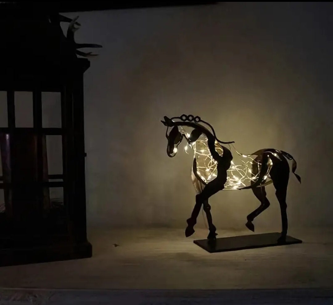 Unique Metal Horse Sculpture 3D Design With LED Light Etsy