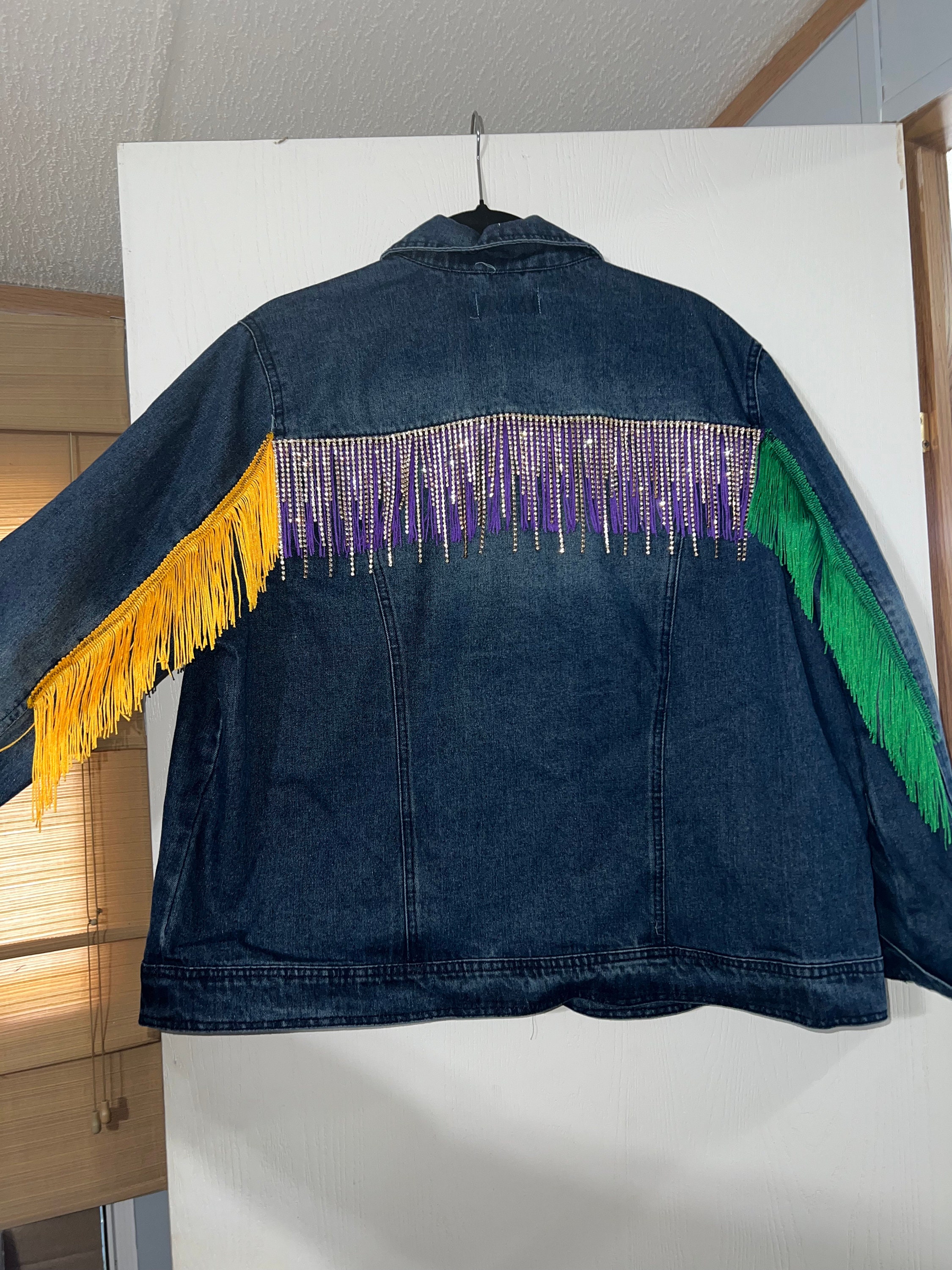 Mardi Gras Fringed Denim Jacket