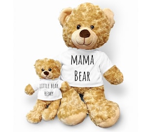 Custom Mama and Baby Teddy Bear, Personalized Teddy Bear Set, Teddy Bear Gift, Custom Stuffed Bears, Matching Daddy and Baby Teddy Bears