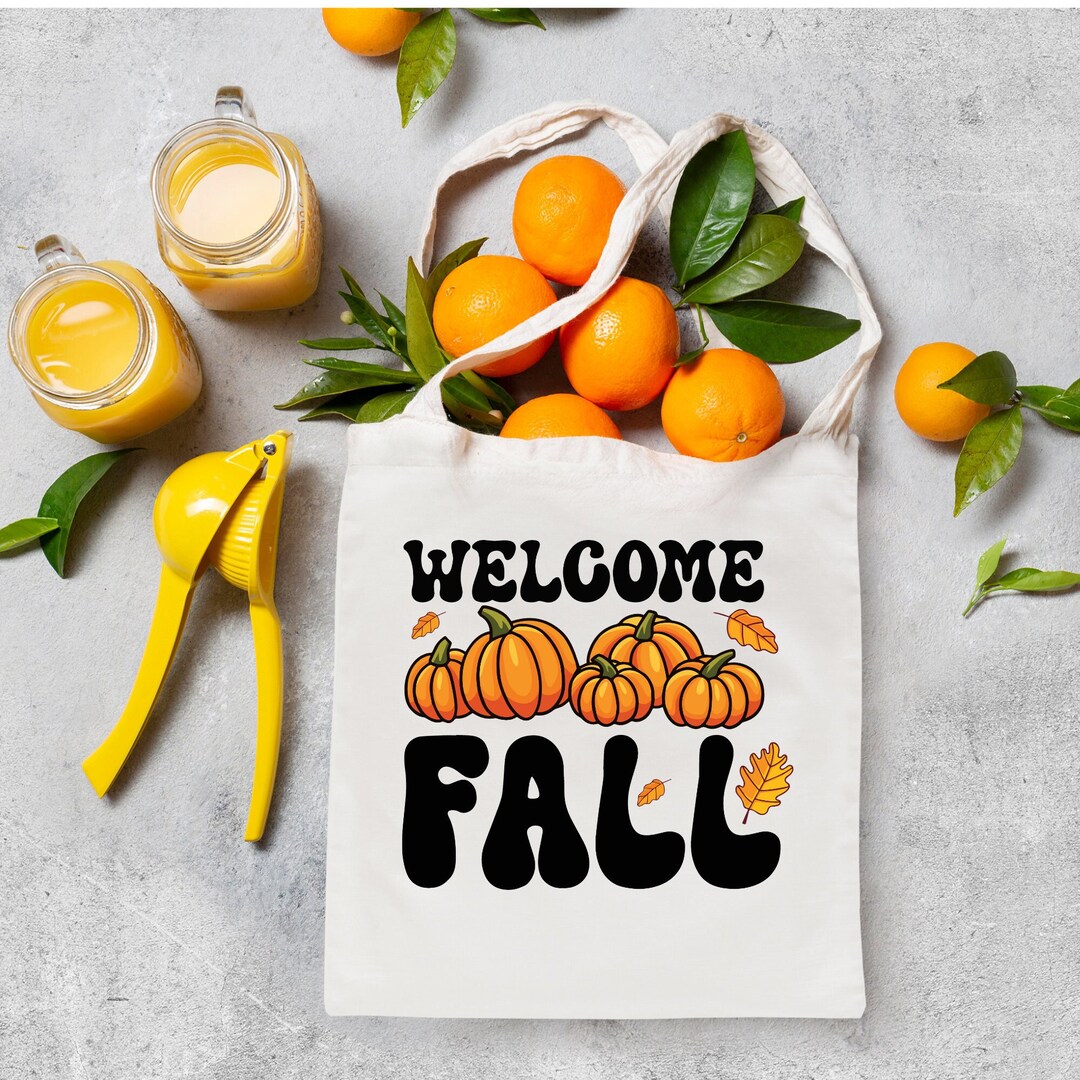 Welcome Fall Tote Bag, Fall Tote Bag, Fall Totebag, Halloween Tote Bag ...