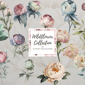 Wild Flowers Watercolor Clipart - Wedding Clipart - Spring Clipart - Commercial Use