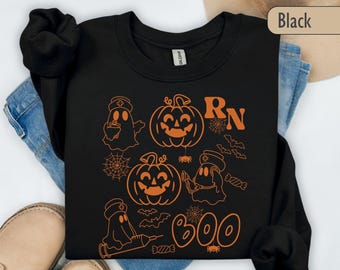 Halloween Nurse Sweatshirt, Ghost RN Sweater, Spooky Nurse Fall Shirt, Boo Crew Gift, R Nurse Sweatshirt, Cute Nurse Halloween Tee for Gift