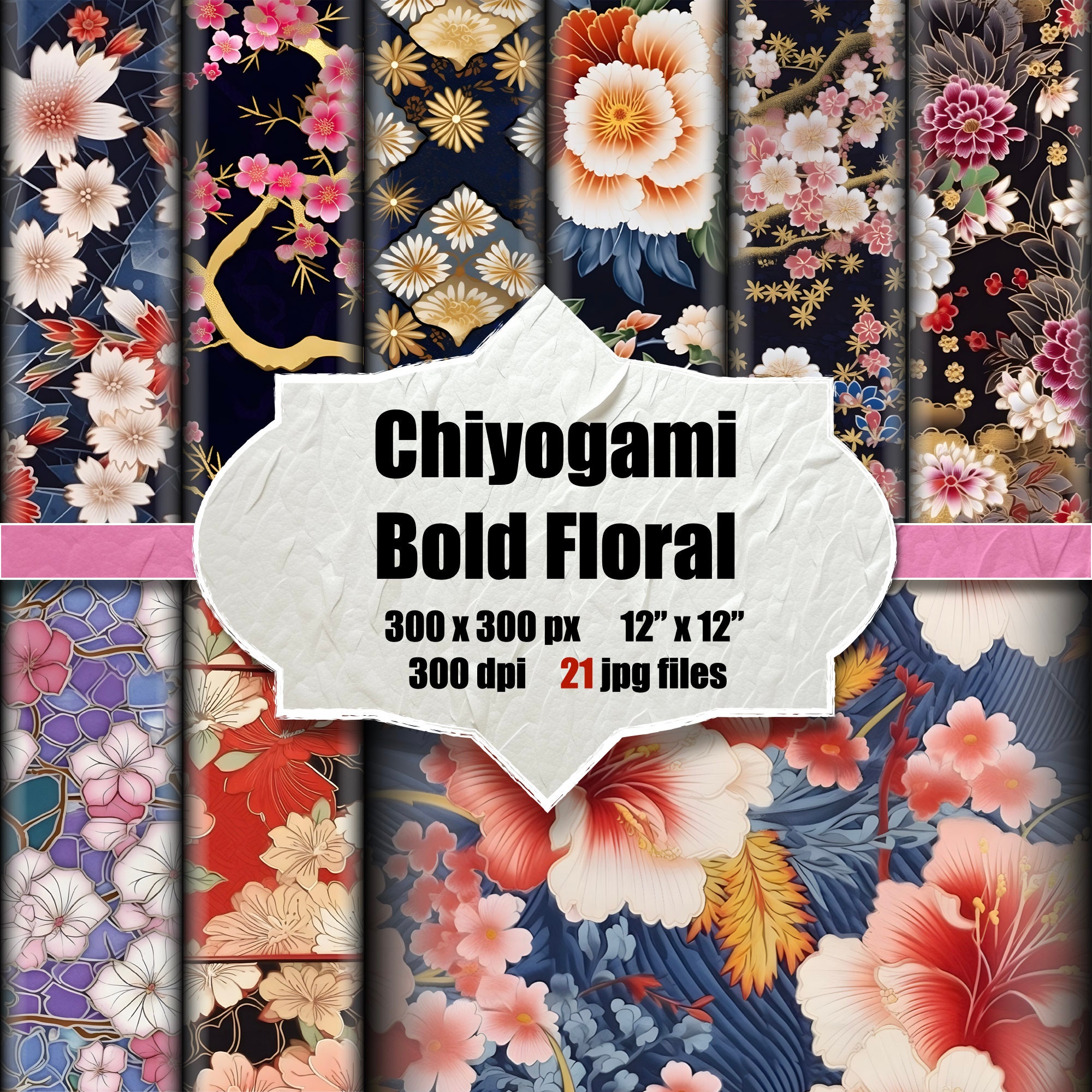 Chiyogami Paper Printable Japanese Paper Floral Pattern Washi Origami ...