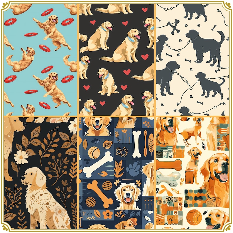 Golden Retriever Digital Pattern for Dog Lovers Golden Retriever Design ...
