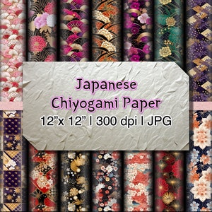 Seamless Japanese Chiyogami Pattern, 18 Different Images, Digital Washi Paper, Origami Paper, Instant Download.