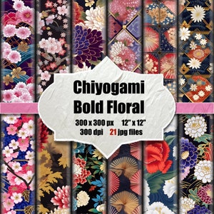 Chiyogami Paper Printable Japanese Paper Floral Pattern Washi Origami Paper Digital Seamless Pattern Repeated Wall Decor instant download
