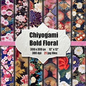 Chiyogami Paper Printable Japanese Paper Floral Pattern Washi Origami Paper Digital Seamless Pattern Repeated Wall Decor instant download