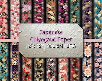 Digital Japanese Paper Printable Craft Paper Scrapbooking Supply Card Making Origami Pattern Download Asian Art Print DIY Paper Craft Design