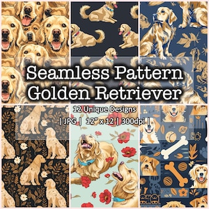 Padrão digital Golden Retriever para amantes de cães Design Golden Retriever para artesanato Projetos de arte inspirados em Retrievers Scrapbooking com tema de cachorro